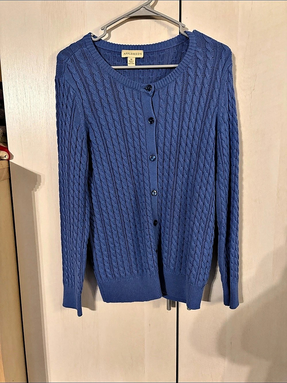 Appleseed's Cable Knit Cardigan in Blue Size Medium Like New